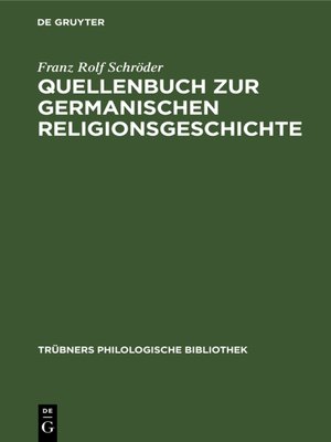 cover image of Quellenbuch zur germanischen Religionsgeschichte